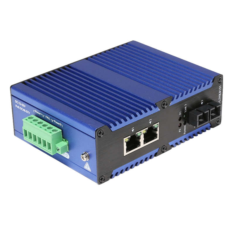 工業級百兆/千兆1光2電光纖收發器