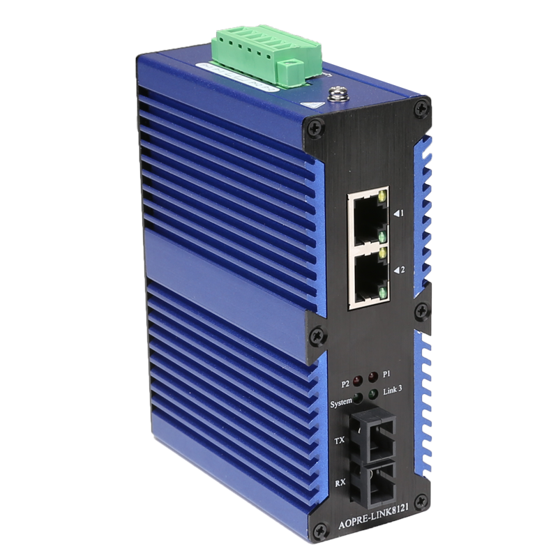 工業級百兆/千兆1光2電光纖收發器