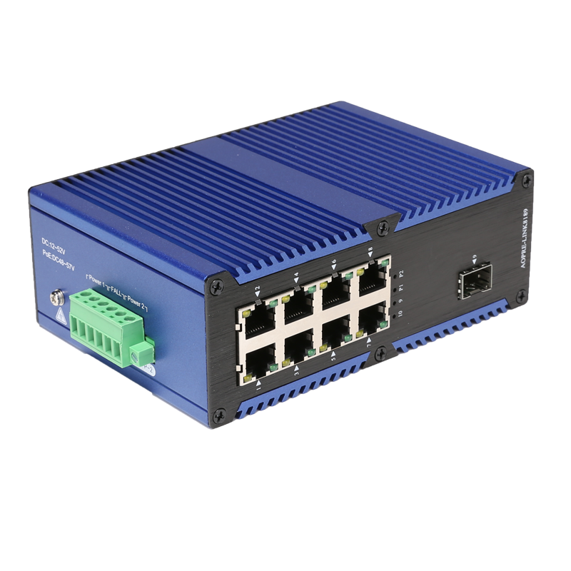 工業級千兆1光8電光纖收發器