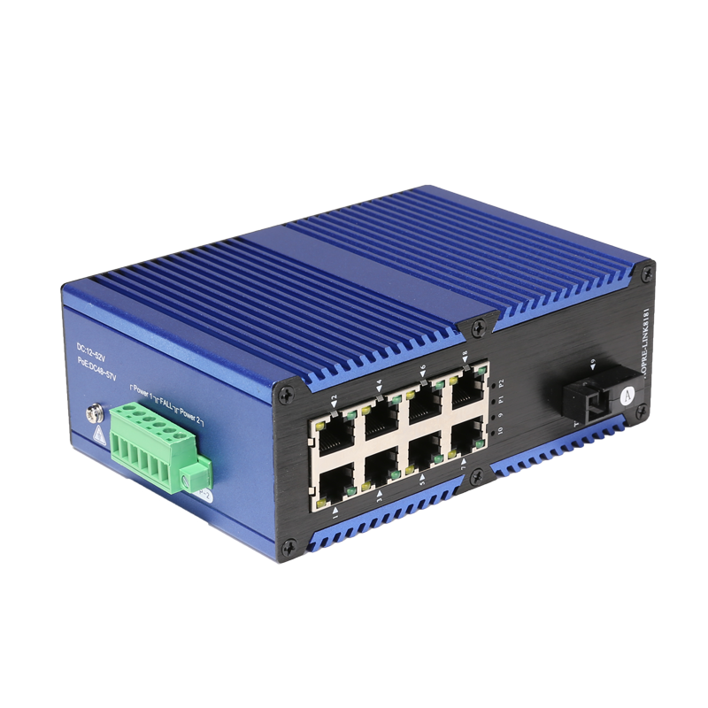 工業級千兆1光8電光纖收發器