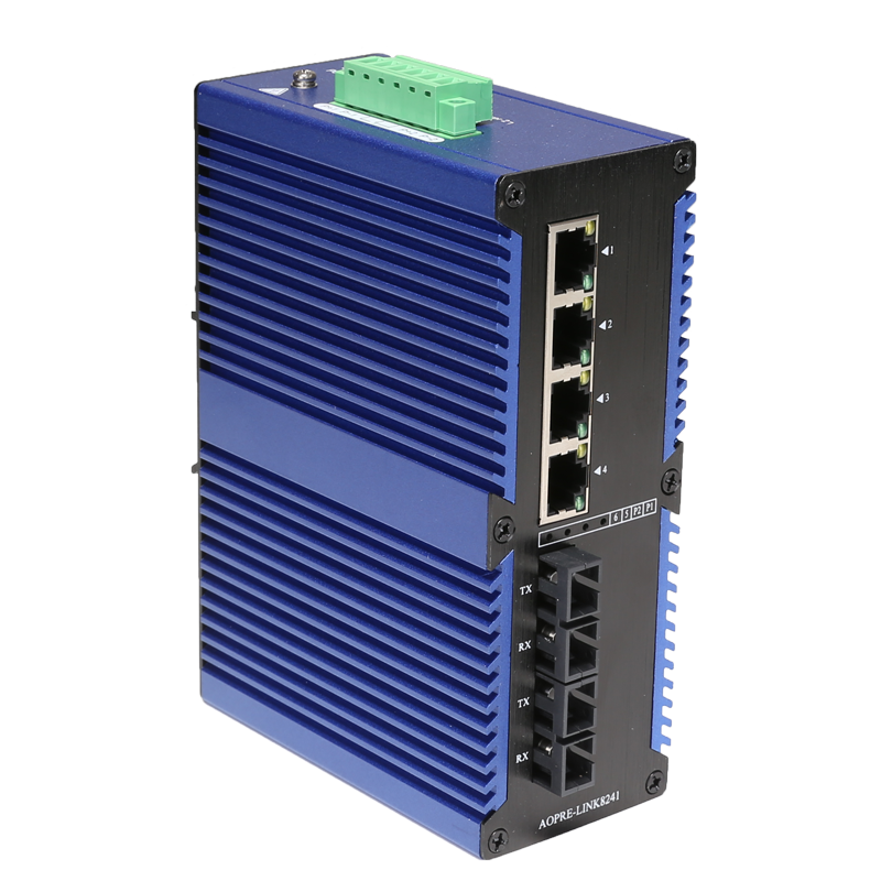 工業級百兆/千兆2光4電光纖收發器