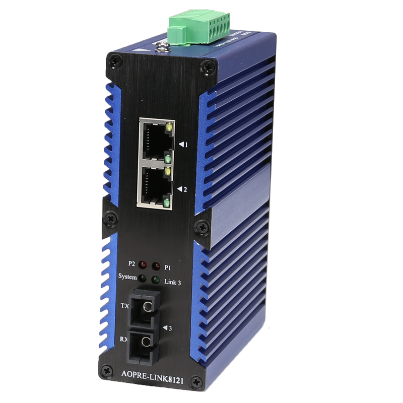 工業級百兆/千兆1光2電光纖收發器