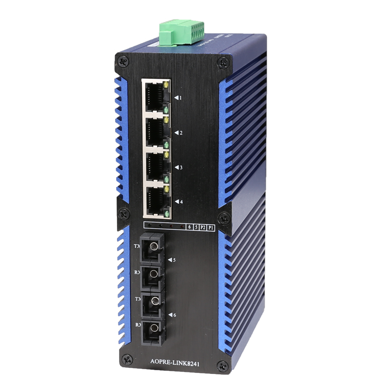 工業級百兆/千兆2光4電光纖收發器