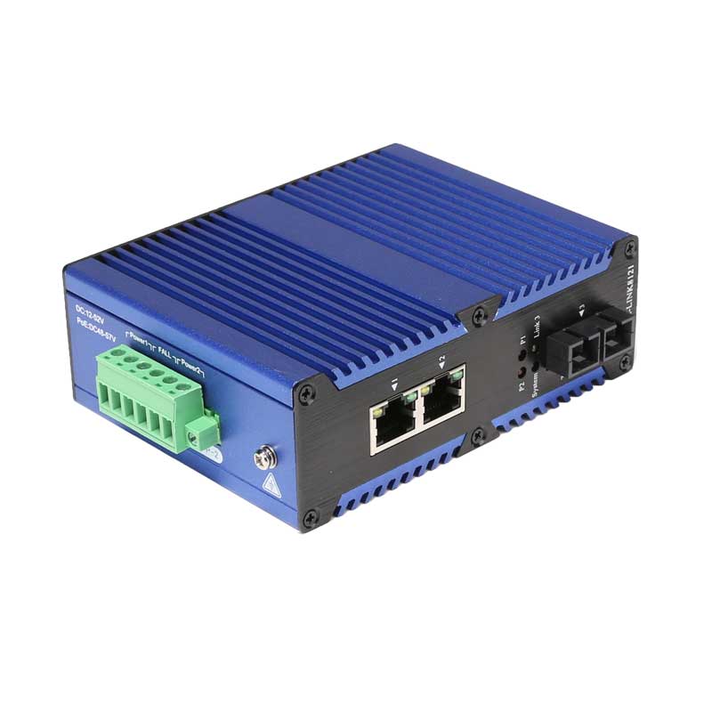 工業級百兆/千兆1光2電光纖收發器