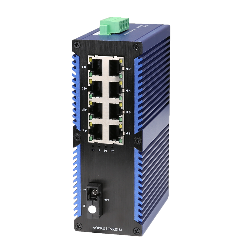 工業級千兆1光8電光纖收發器