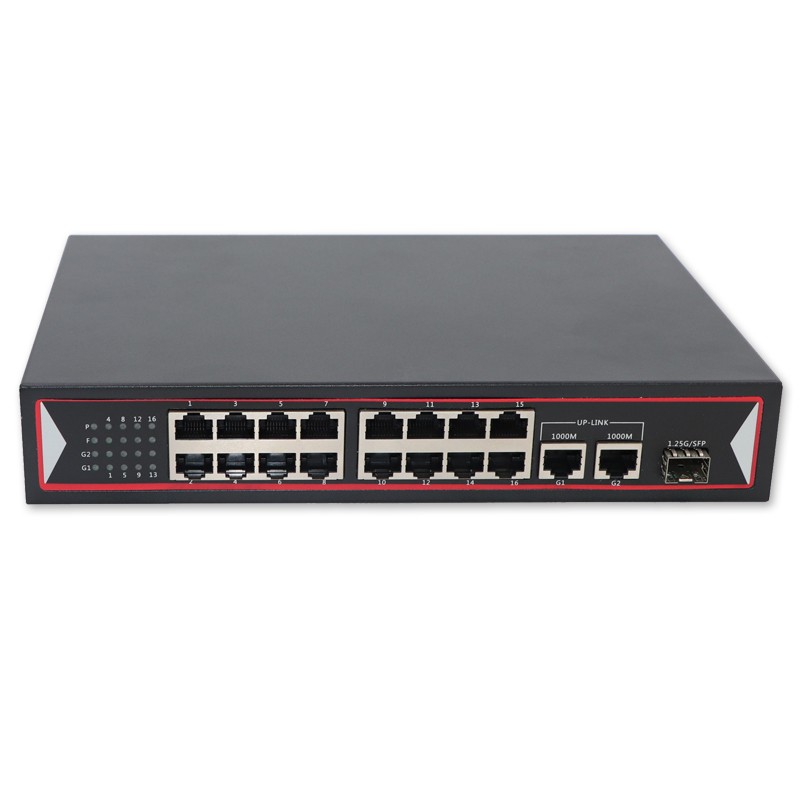 百兆/千兆16口POE供電交換機